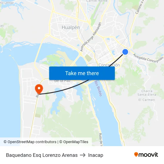 Baquedano Esq Lorenzo Arenas to Inacap map