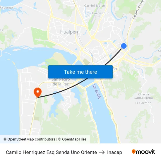Camilo Henriquez Esq Senda Uno  Oriente to Inacap map