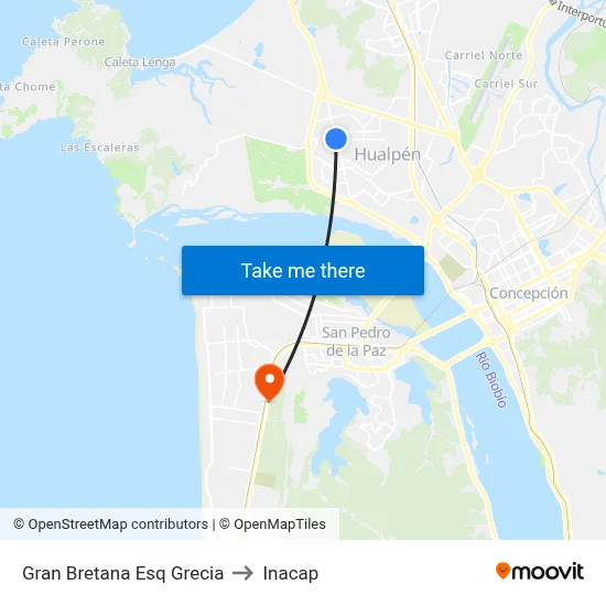 Gran Bretana Esq Grecia to Inacap map