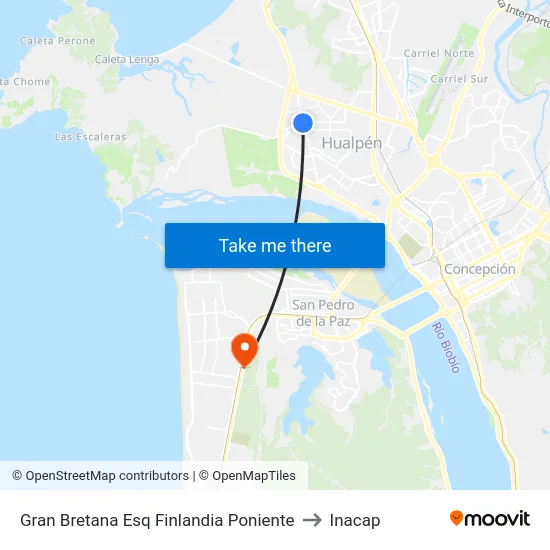 Gran Bretana Esq Finlandia  Poniente to Inacap map