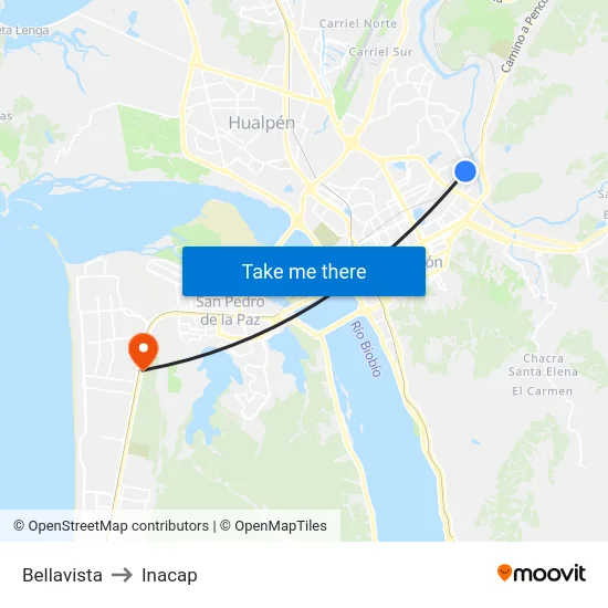 Bellavista to Inacap map
