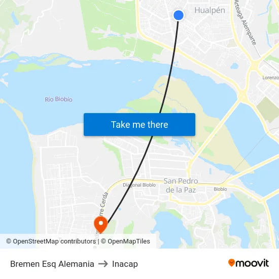 Bremen Esq Alemania to Inacap map