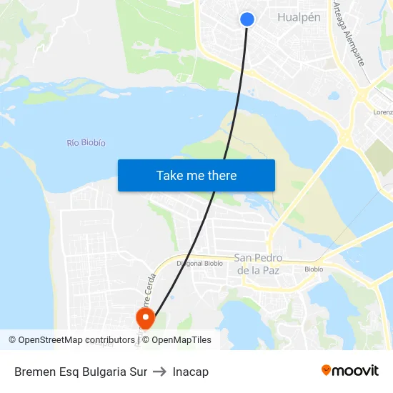 Bremen Esq Bulgaria  Sur to Inacap map