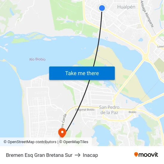 Bremen Esq Gran Bretana  Sur to Inacap map