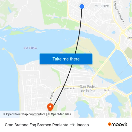 Gran Bretana Esq Bremen  Poniente to Inacap map