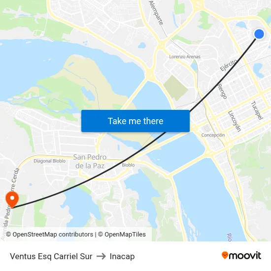 Ventus Esq Carriel Sur to Inacap map