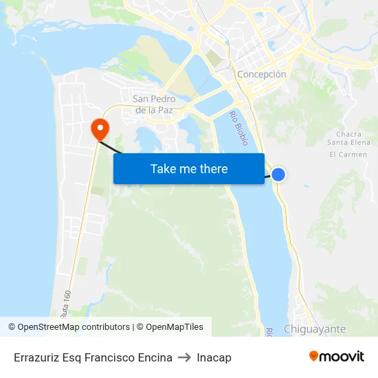 Errazuriz Esq Francisco Encina to Inacap map