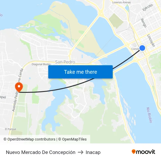 Nuevo Mercado De Concepción to Inacap map