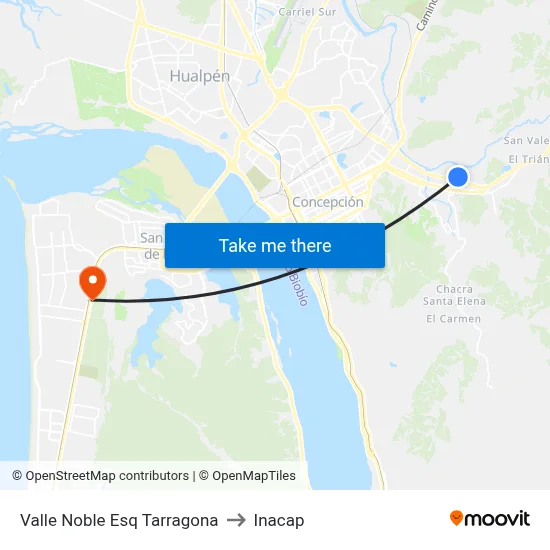 Valle Noble Esq Tarragona to Inacap map