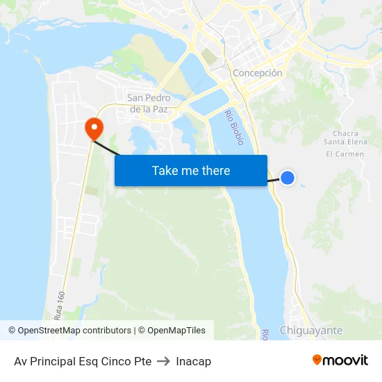 Av Principal Esq Cinco Pte to Inacap map