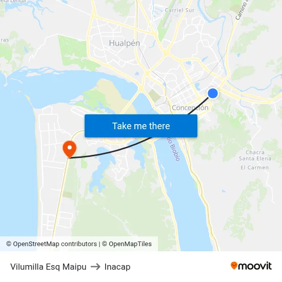 Vilumilla Esq Maipu to Inacap map