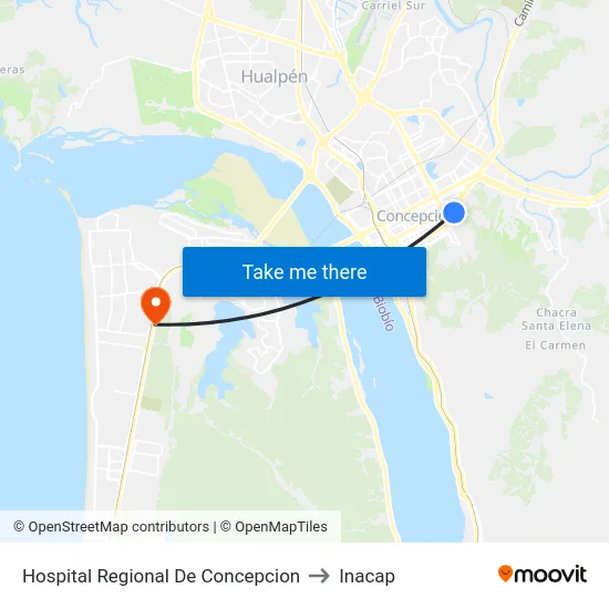 Hospital Regional De Concepcion to Inacap map