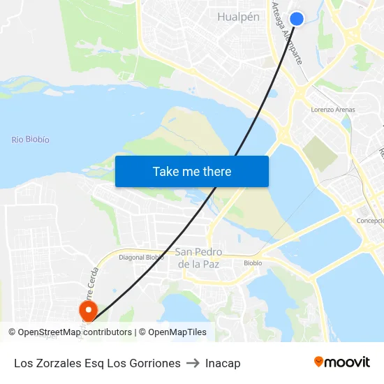 Los Zorzales Esq Los Gorriones to Inacap map