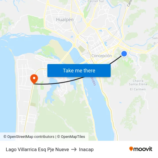 Lago Villarrica Esq Pje Nueve to Inacap map