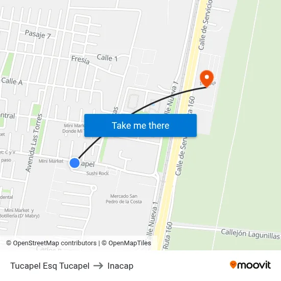 Tucapel Esq Tucapel to Inacap map