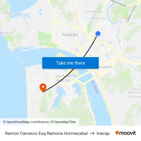 Ramon Carrasco Esq Ramona Hormazabal to Inacap map