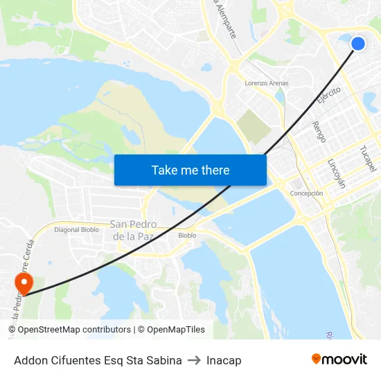 Addon Cifuentes Esq Sta Sabina to Inacap map