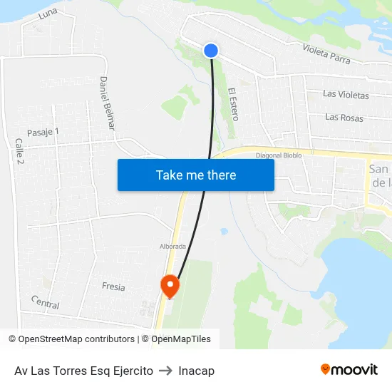 Av Las Torres Esq Ejercito to Inacap map