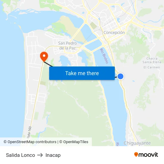 Salida Lonco to Inacap map