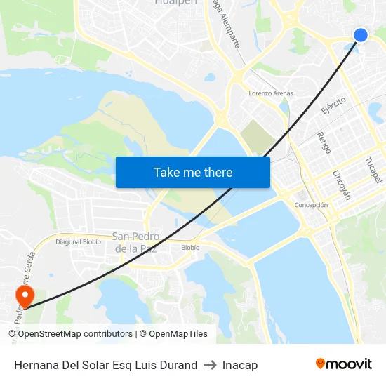 Hernana Del Solar Esq Luis Durand to Inacap map