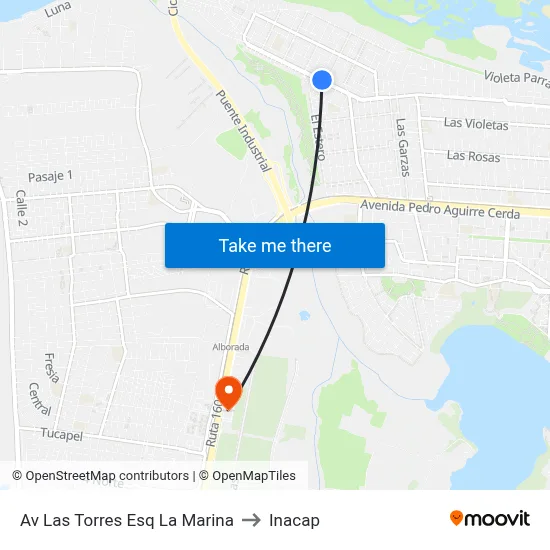 Av Las Torres Esq La Marina to Inacap map