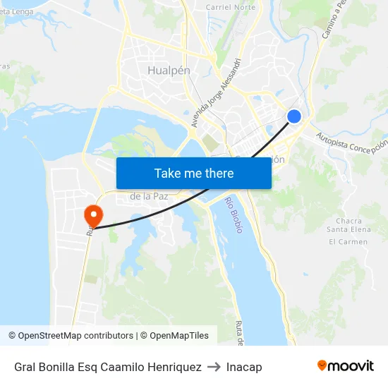 Gral Bonilla Esq Caamilo Henriquez to Inacap map