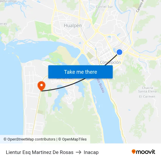 Lientur Esq Martinez De Rosas to Inacap map