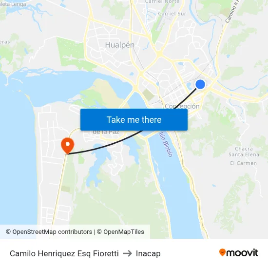 Camilo Henriquez Esq Fioretti to Inacap map