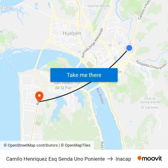 Camilo Henriquez Esq Senda Uno  Poniente to Inacap map