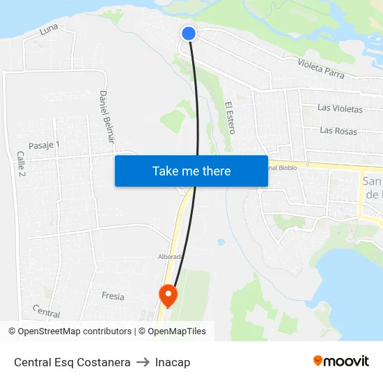 Central Esq Costanera to Inacap map