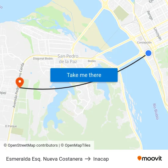Esmeralda Esq. Nueva Costanera to Inacap map