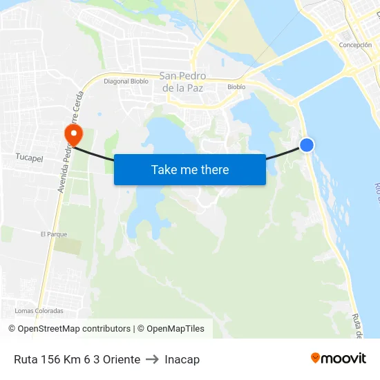 Ruta 156  Km 6  3  Oriente to Inacap map