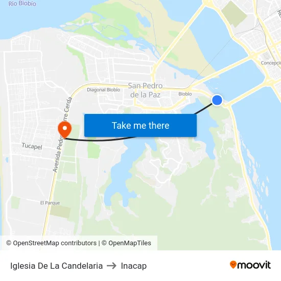 Iglesia De La Candelaria to Inacap map