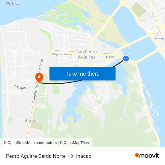 Pedro Aguirre Cerda  Norte to Inacap map