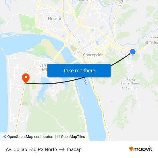 Av. Collao Esq P2  Norte to Inacap map