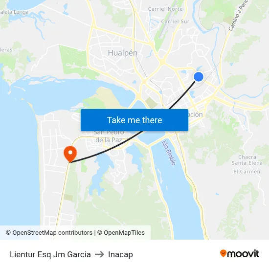 Lientur Esq Jm Garcia to Inacap map