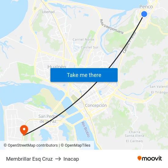 Membrillar Esq Cruz to Inacap map