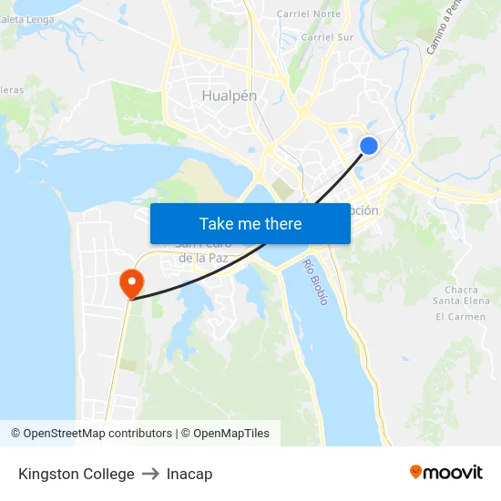 Kingston College to Inacap map