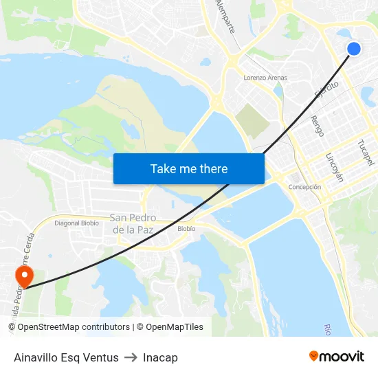 Ainavillo Esq Ventus to Inacap map