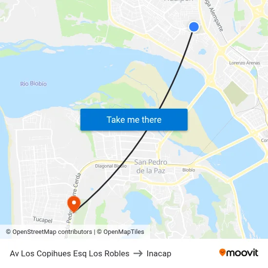 Av Los Copihues Esq Los Robles to Inacap map