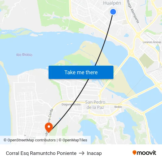 Corral Esq Ramuntcho  Poniente to Inacap map