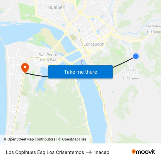 Los Copihues Esq Los Crisantemos to Inacap map