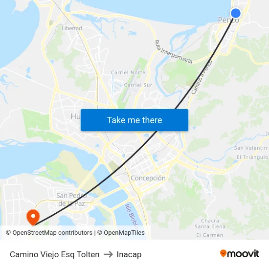 Camino Viejo Esq Tolten to Inacap map