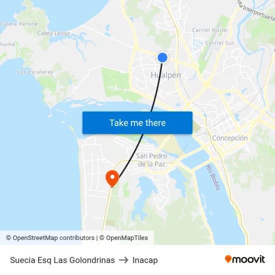 Suecia Esq Las Golondrinas to Inacap map