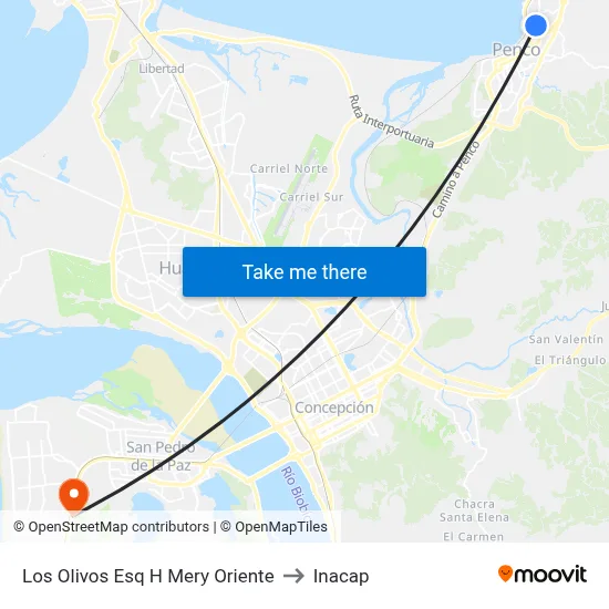 Los Olivos Esq H Mery  Oriente to Inacap map