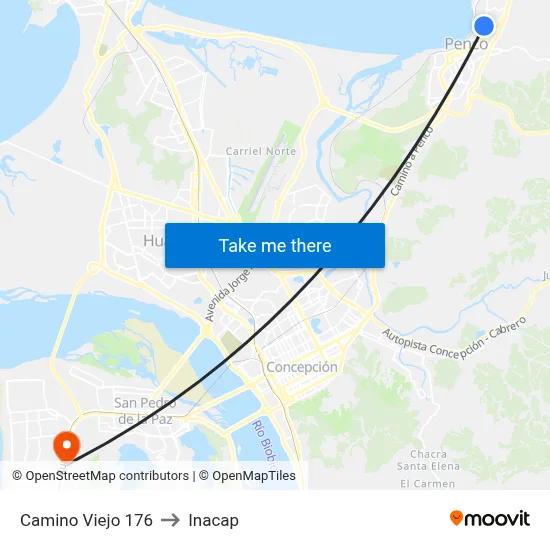 Camino Viejo 176 to Inacap map