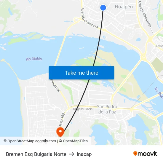 Bremen Esq Bulgaria  Norte to Inacap map