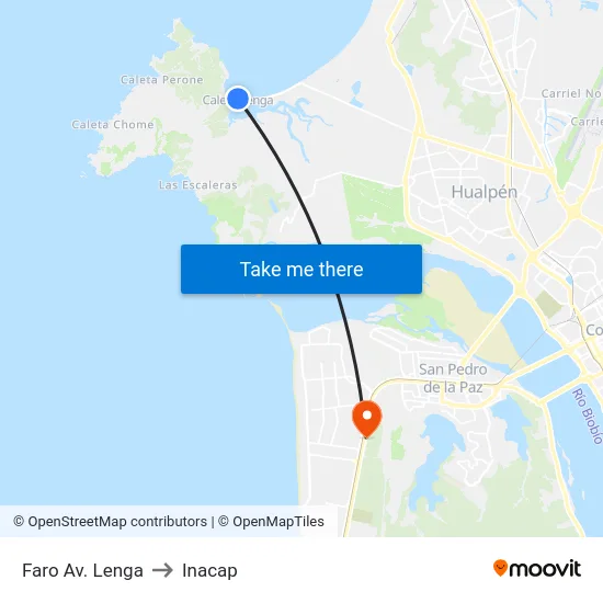 Faro Av. Lenga to Inacap map