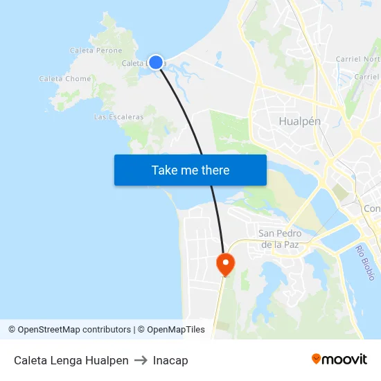 Caleta Lenga  Hualpen to Inacap map