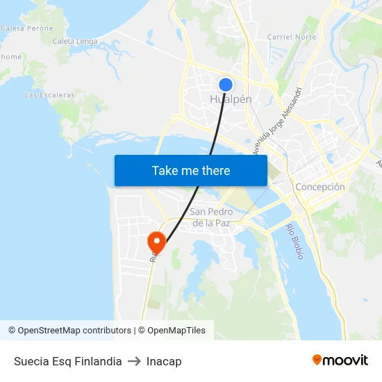 Suecia Esq Finlandia to Inacap map